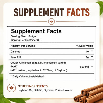 Ceylon Cinnamon 7200mg Equivalent with MCT Oil
